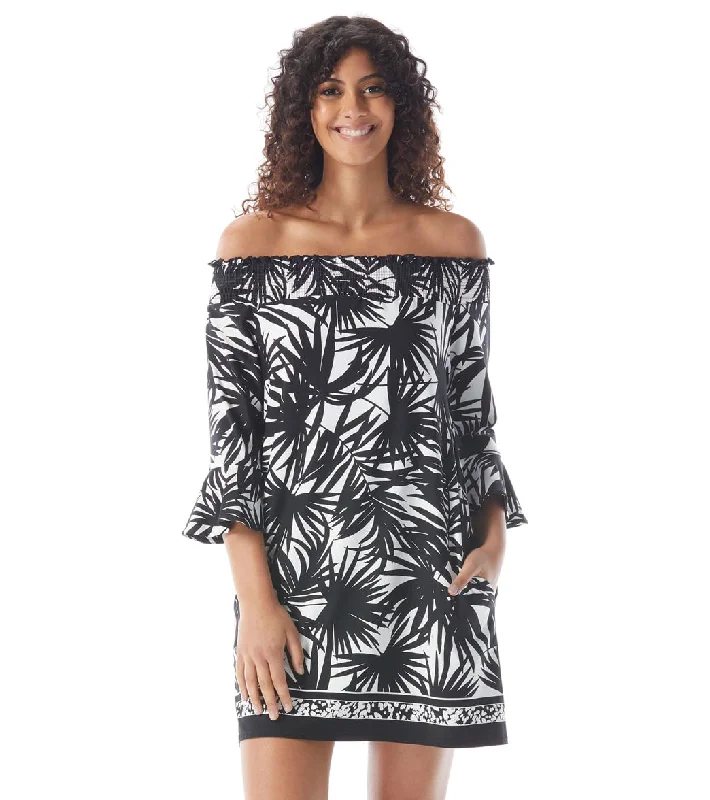 Beach House Seaside Palm Kelsea Off the Shoulder Bell Sleeve Dress