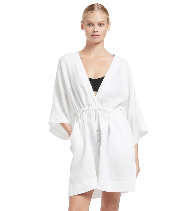 Jets Swimwear Australia Women's Jetset Gather Front Kaftan White