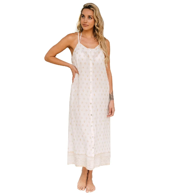 J.Valdi Women's Venice Button Down Midi Dress Cream / Tan