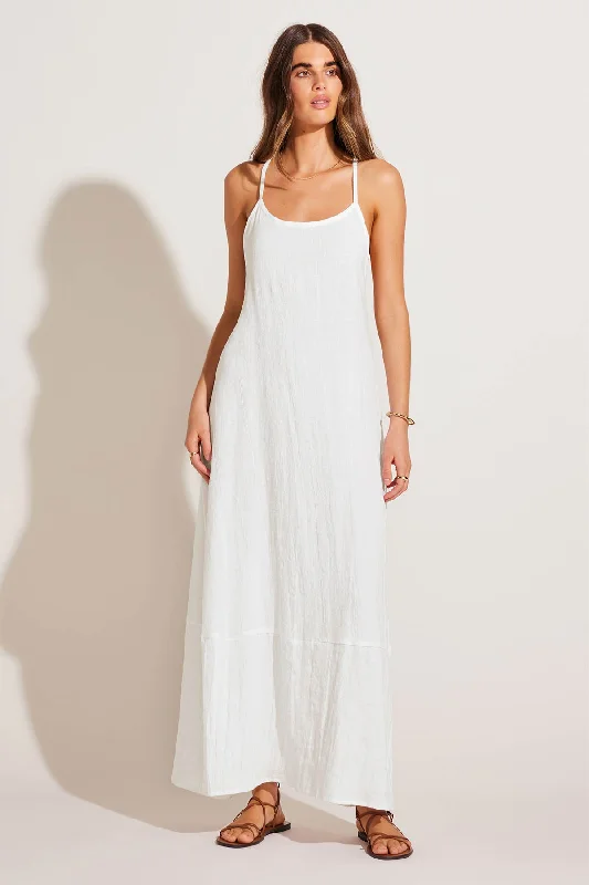 Mari Maxi Dress - White Crinkle Linen