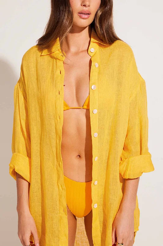 Playa Linen Boyfriend Shirt - Sunflower EcoLinen