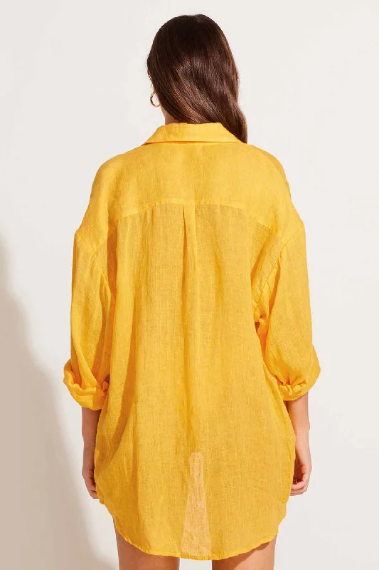 Playa Linen Boyfriend Shirt - Sunflower EcoLinen