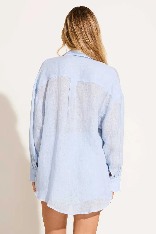 Playa Linen Boyfriend Shirt - Celeste EcoLinen