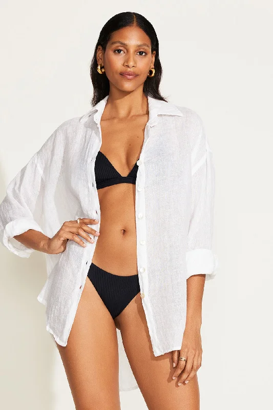 Playa Linen Boyfriend Shirt - White EcoLinen