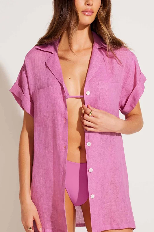 Playa Pocket Blouse - Bubblegum EcoLinen