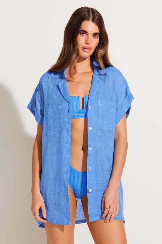 Playa Pocket Blouse - Dream Blue EcoLinen