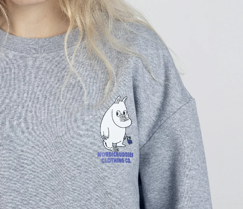 Moomintroll's Flower Crewneck College Unisex - Light Grey