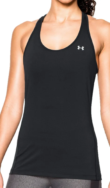 Under Armour Women's UA HeatGear Armour Racer Tank Top - Black/Metallic Silver 1271765-001