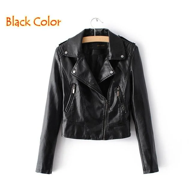 Brand Motorcycle PU Leather Jacket Women