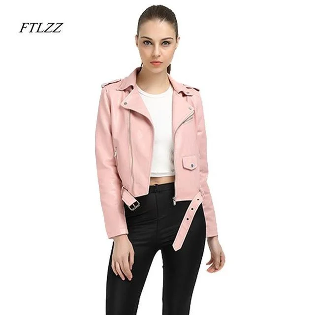 Ftlzz Faux Leather Jacket Women