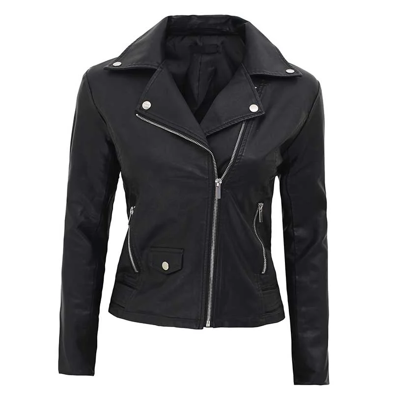 Janice Women's Asymmetrical Lambskin Leather Jacket