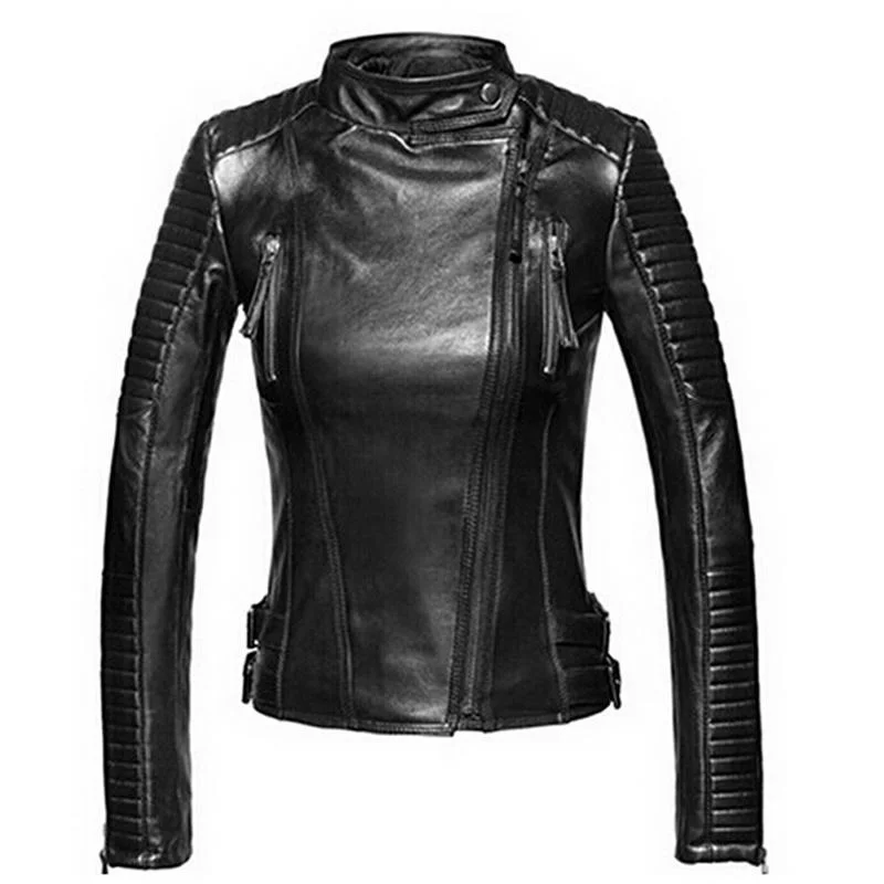 Real Leather Jacket Women Jackets Coat Slim Biker