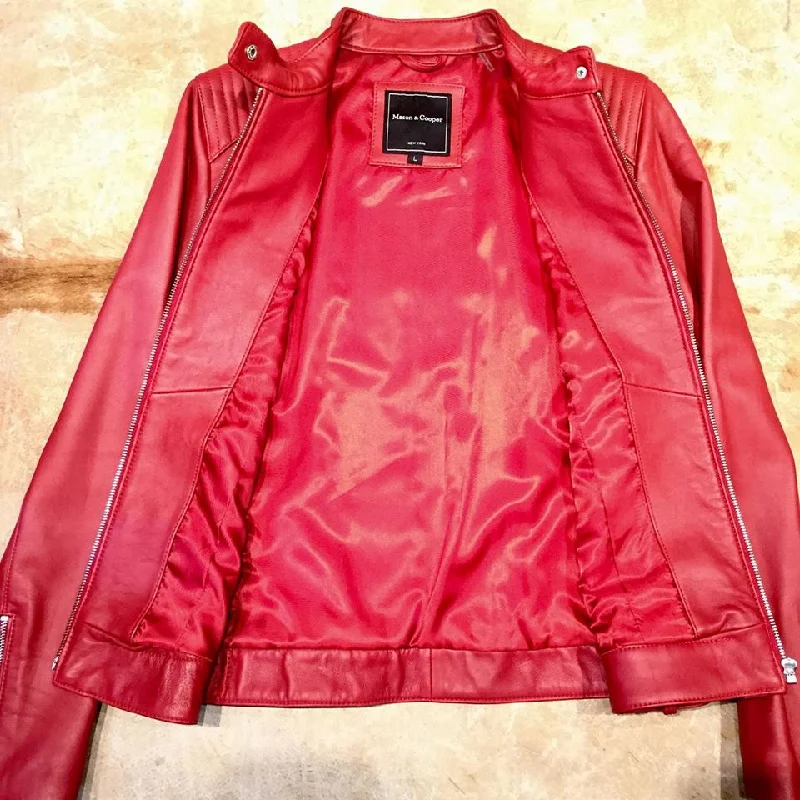 Mason & Cooper Candy Red Lambskin Mandarin Jacket