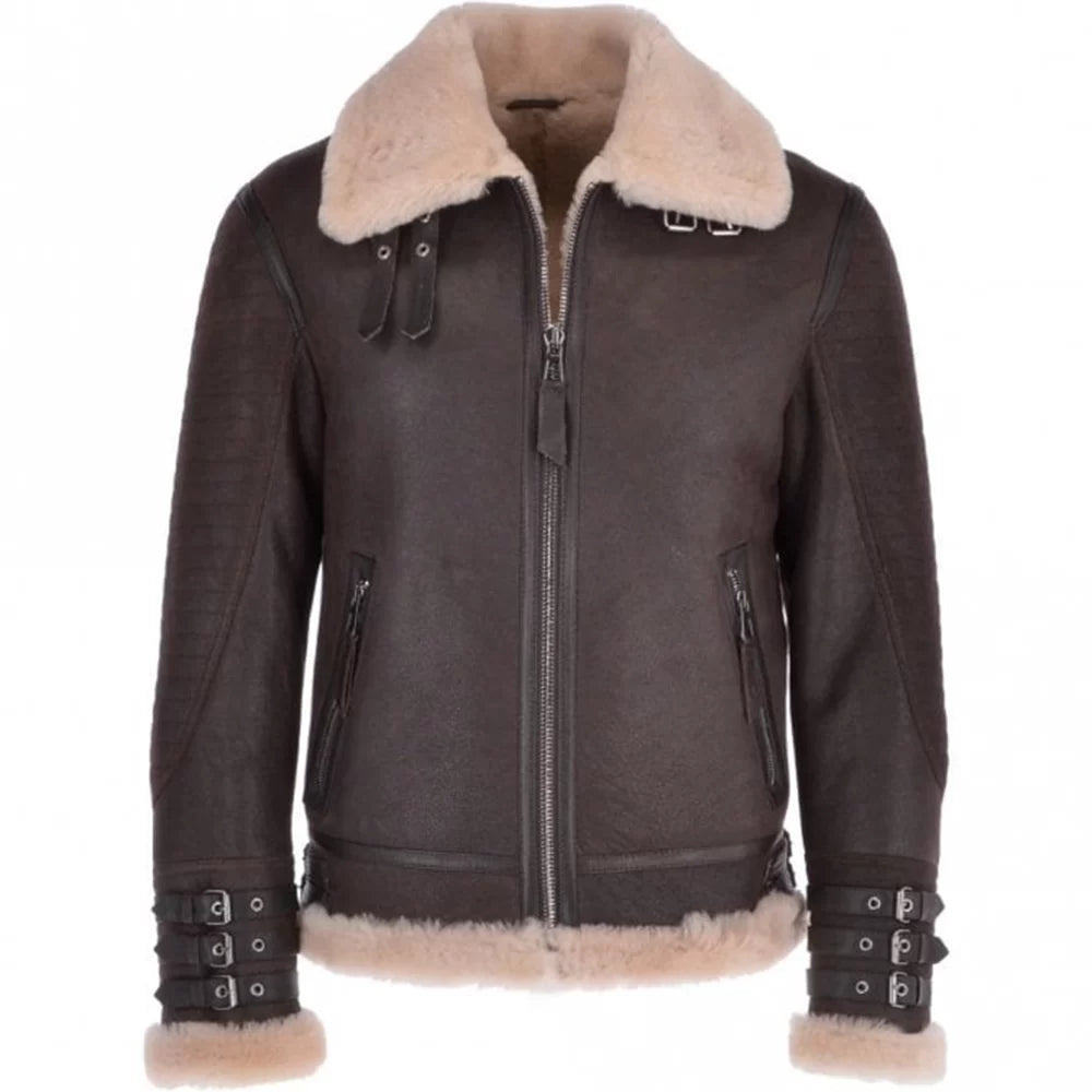 Men’s Luxury Biker Shearling Flying Leather Jacket