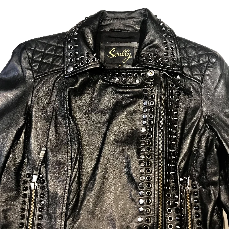 Scully Ladies Studded Spike Lambskin Biker Jacket