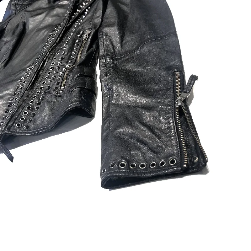 Scully Ladies Studded Spike Lambskin Biker Jacket