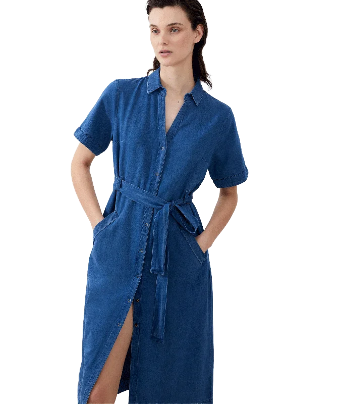 Zaves Chambray Denim Dress - Blue