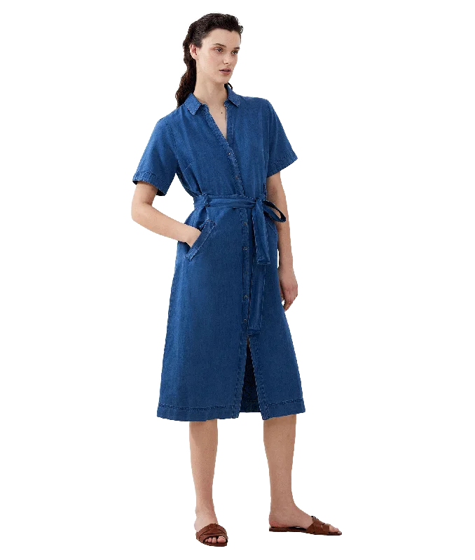 Zaves Chambray Denim Dress - Blue