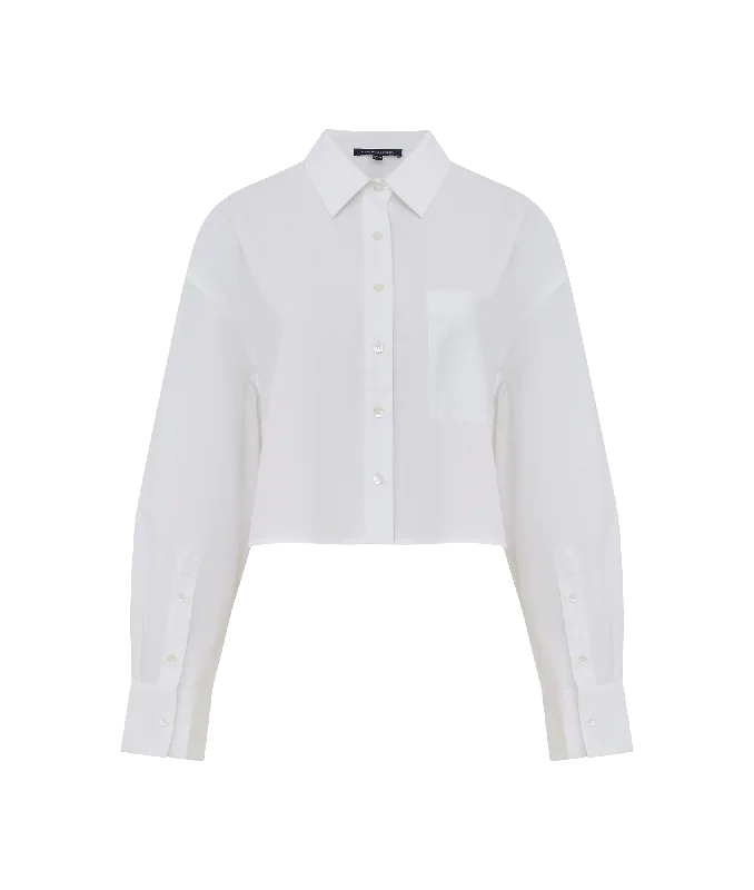 Crystal Alissa Cropped Cotton Shirt - White