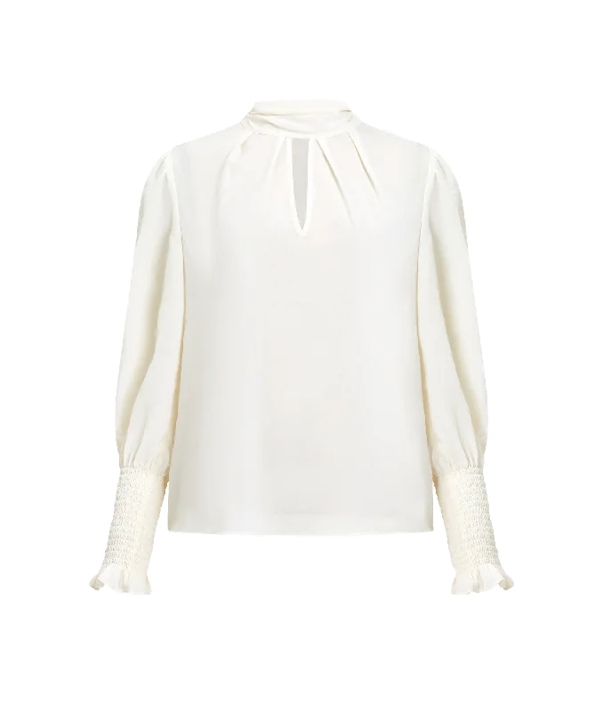 Crepe Light Keyhole Top - Cream