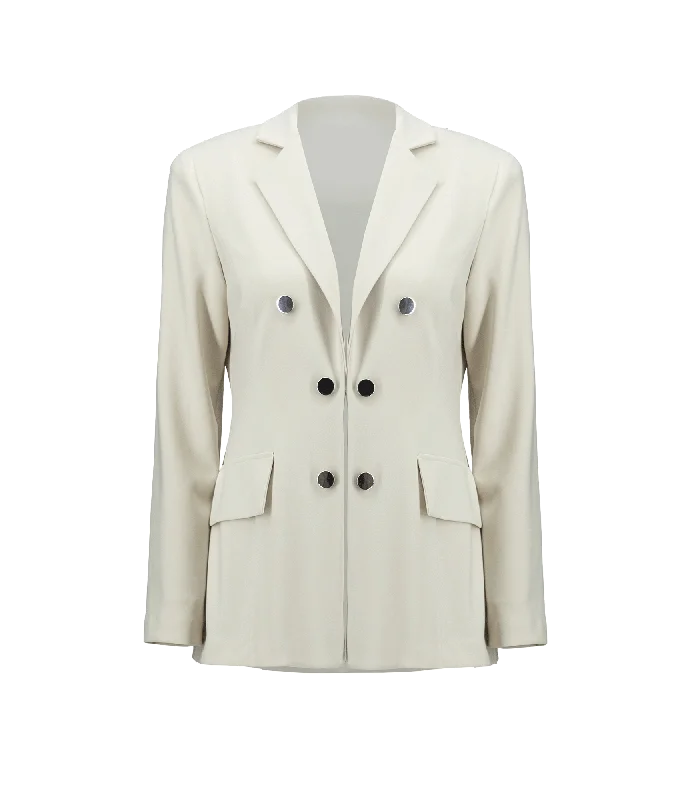 Double-breasted Longline Blazer Style - Cream