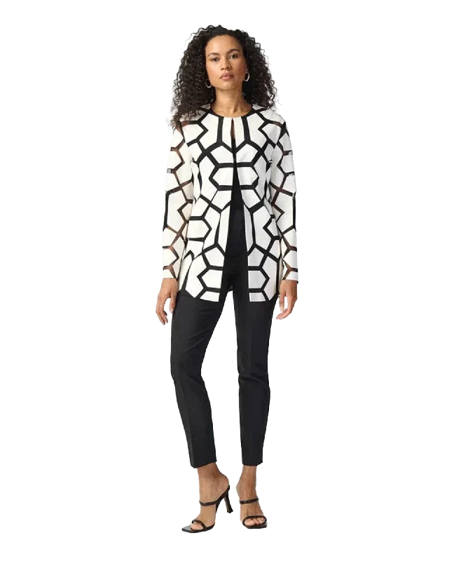 Laser-cut Leatherette on Mesh Jacket - White