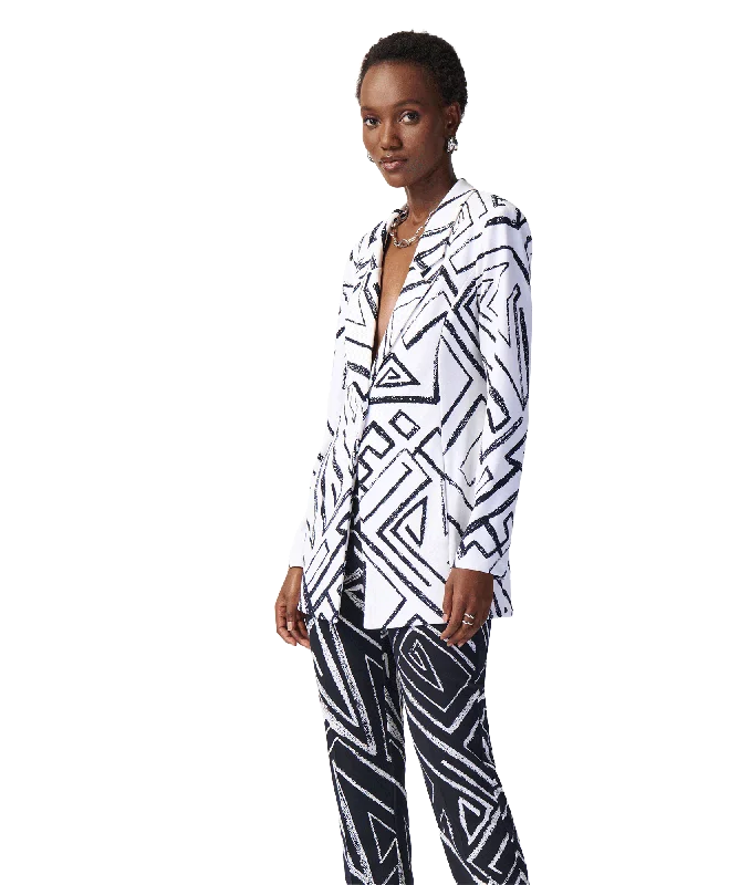 Abstract Print Blazer - White