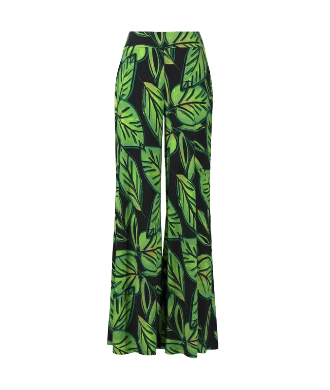 Leaf Print Wide Leg Pants Style - Multi