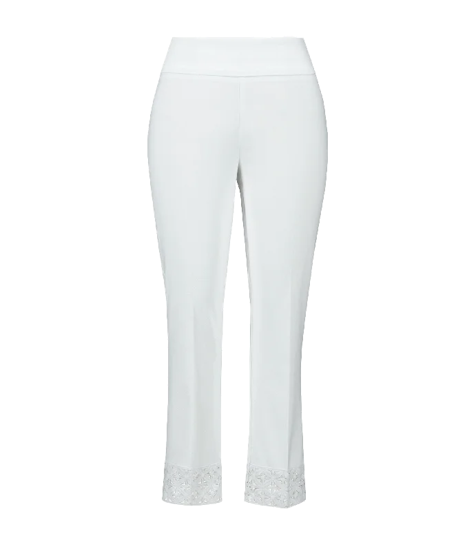 Stretch Detail Lace Pant - White