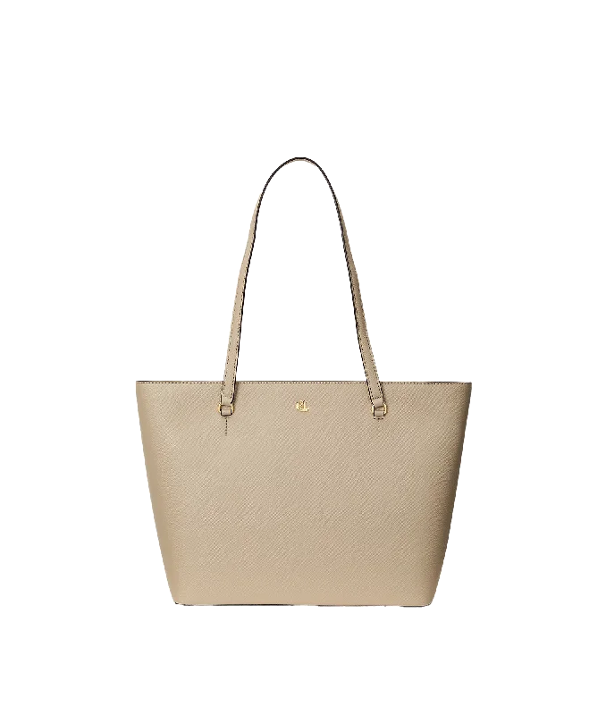 Crosshatch Leather Medium Karly Tote - Beige