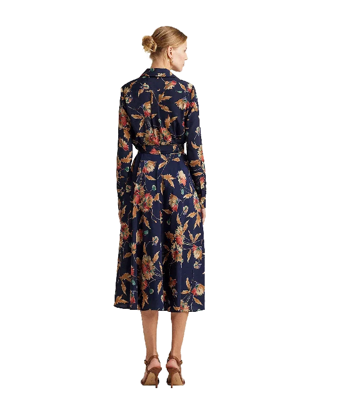 Floral Surplice Crepe Midi Dress - Multi