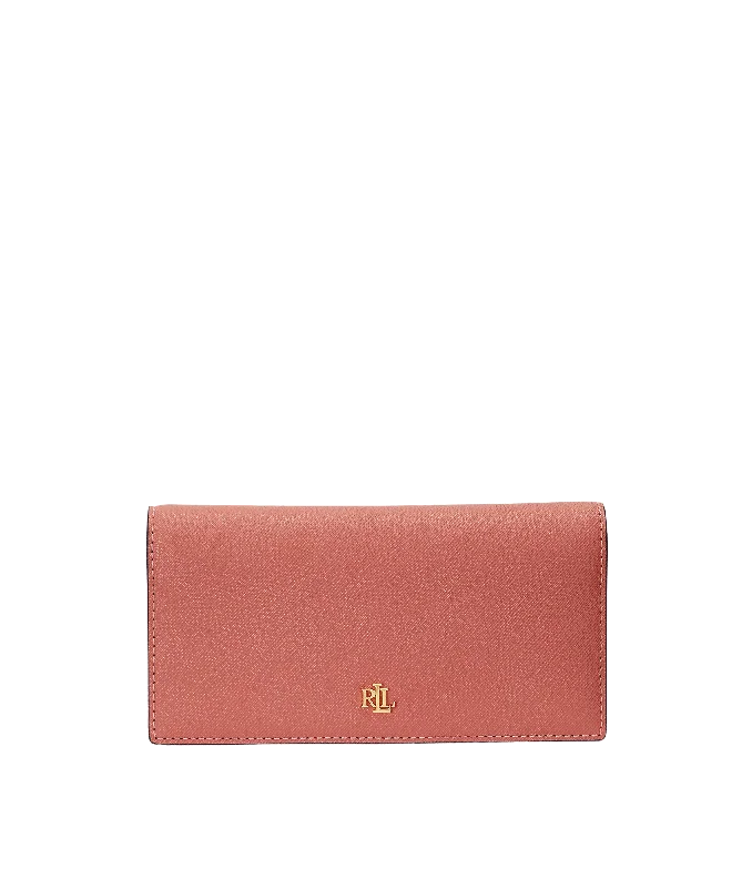 Crosshatch Leather Slim Wallet - Pink