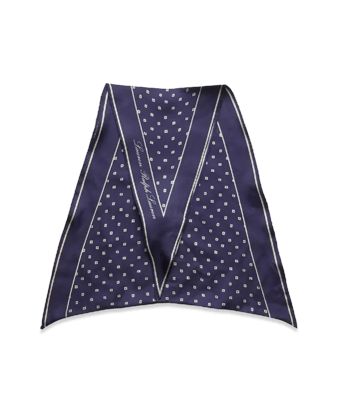 Geo-Print Silk Twill Diamond Scarf - Navy