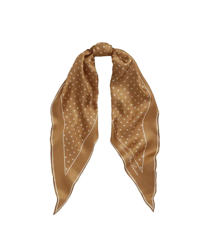 Geo-Print Silk Twill Diamond Scarf - Brown