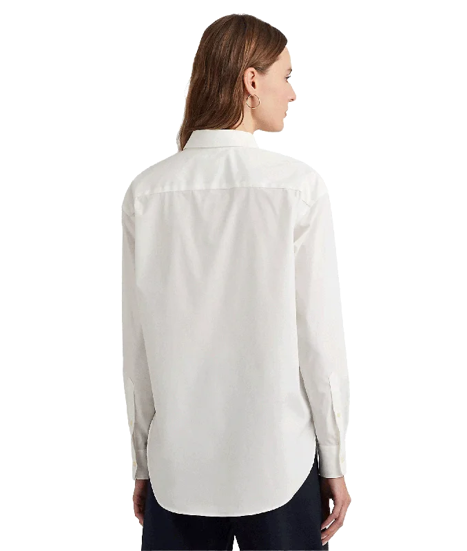 Relaxed Fit Stretch Cotton Shirt - White