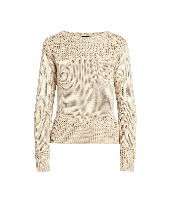 Cotton-Blend Boatneck Jumper - Beige