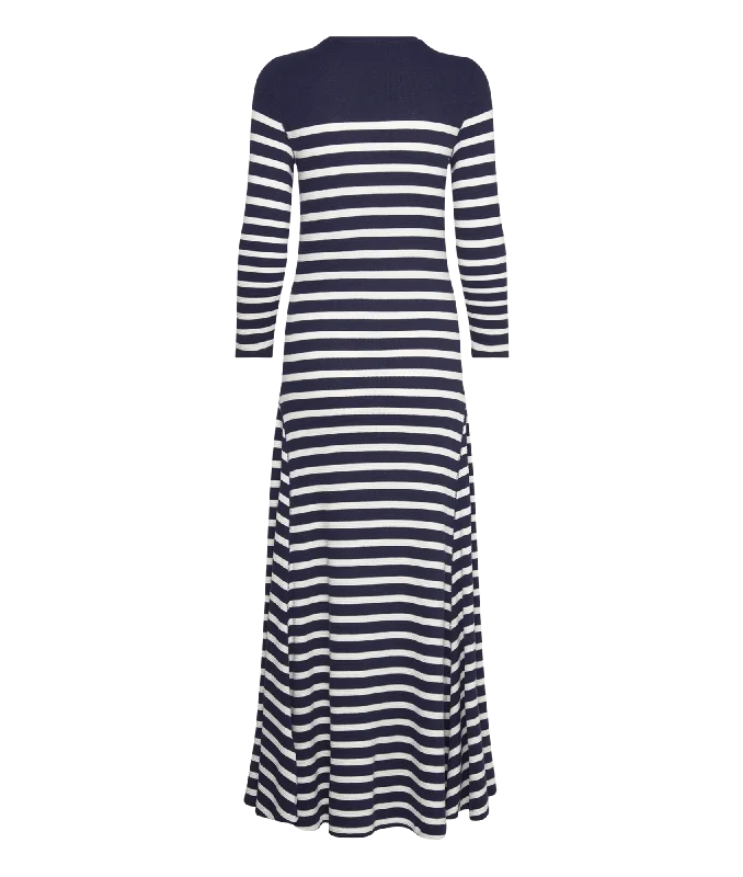 Striped Waffle-Knit Dress - Maxi dress - Navy