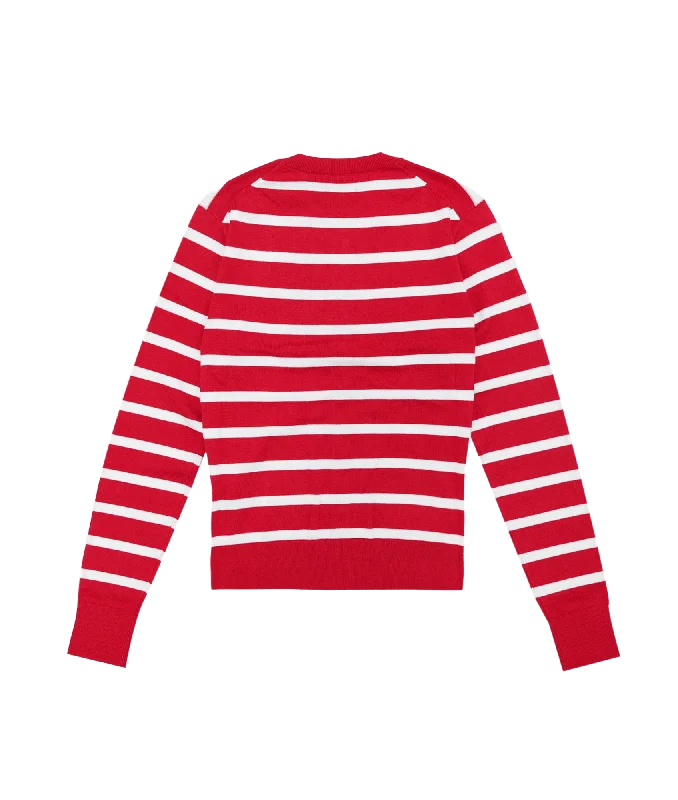 Striped Button Cardigan - Red