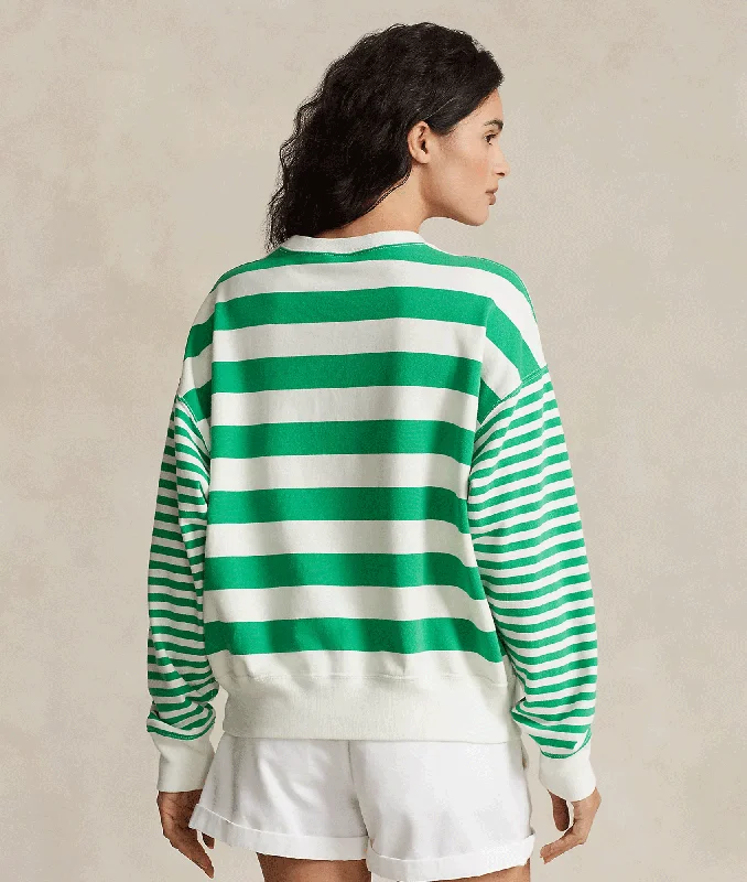 Striped Organic Cotton Terry Sweatshirt - Preppy Green/Deckwash White