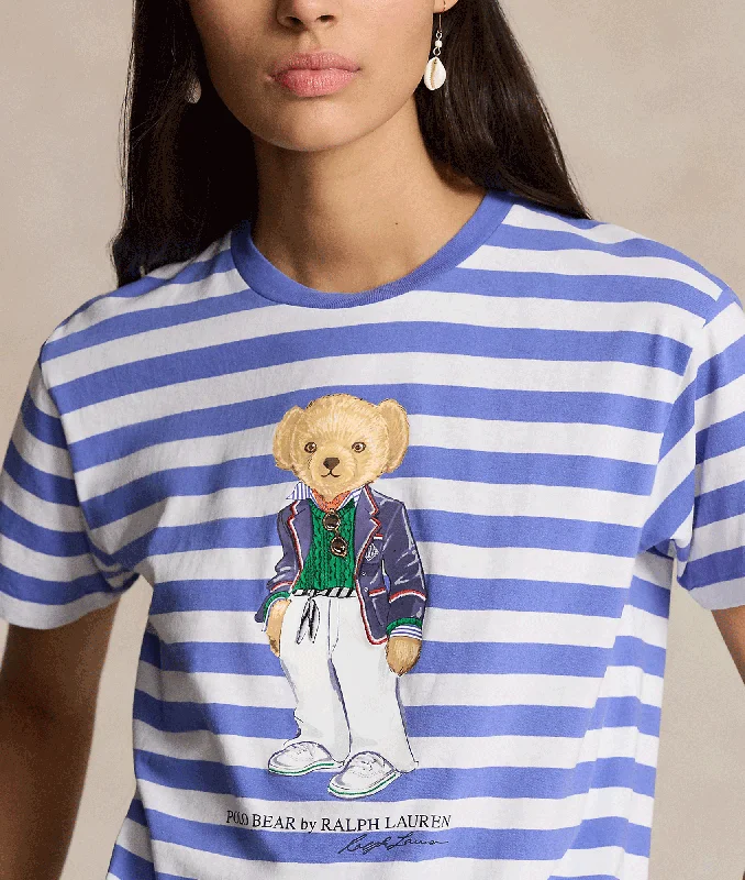 Polo Bear Striped Cotton Tee - Resort Blue/White Stripe