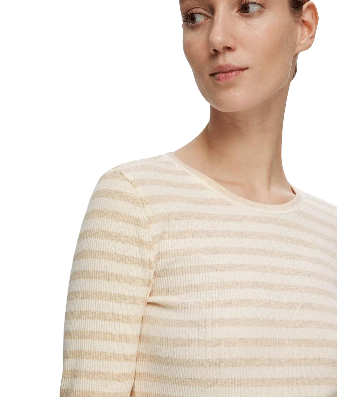 Striped Long-sleeved T-shirt - Cream