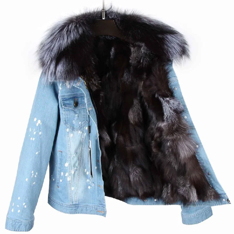 Light Blue Denim Grey Fur / L