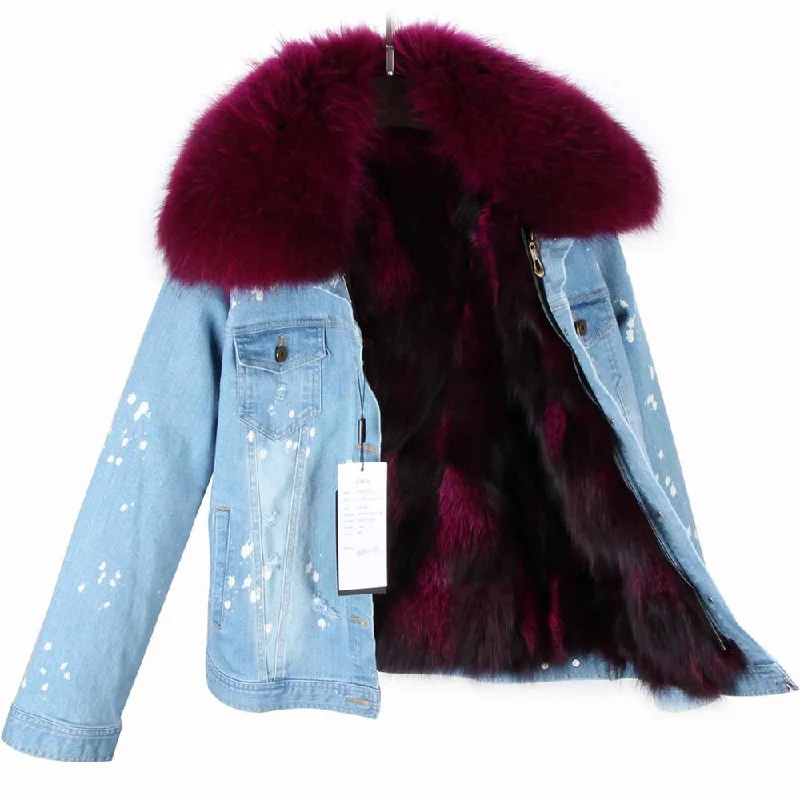 Light Blue Denim Light Raspberry Fur / S