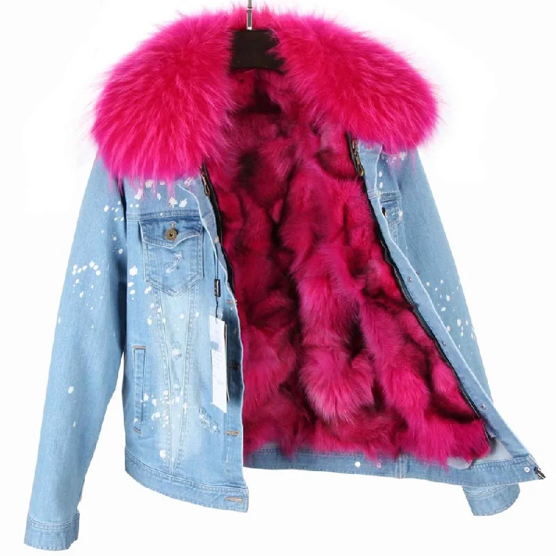 Light Blue Denim Hot Pink Fur / S