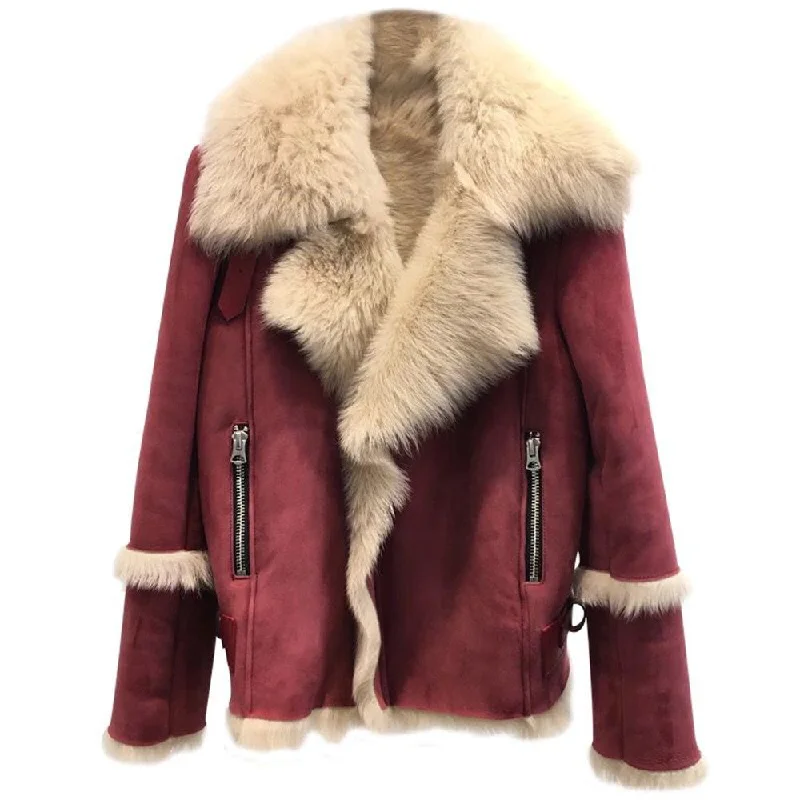 Double-faced Real Tuscany Sheepskin With Merino Sheep Fur Slim Coat