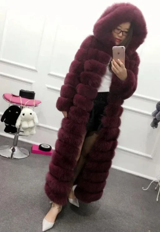 Wine / M Fur Bust 92 cm