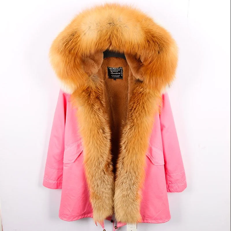 Real fox Fur Thick Collar and Parka Coats