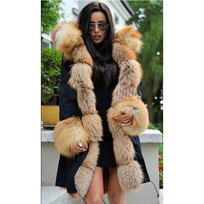 Real Fur Parka With Fox Fur Collar And Cuff Coats