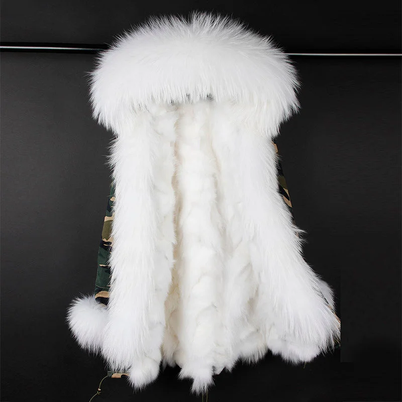 Real Silver Fox Fur Collar Cuff Parka Fox Fur Liner Coats (Multi-Styles)