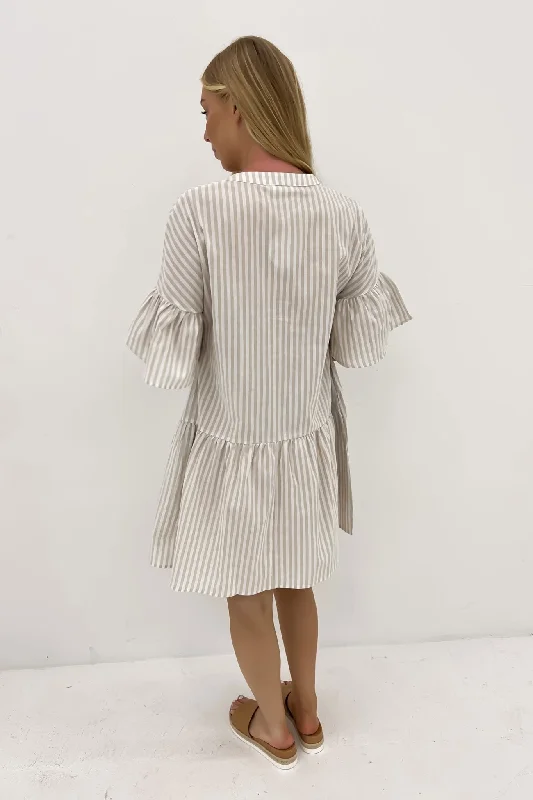 Amirah Mini Dress Beige Stripe